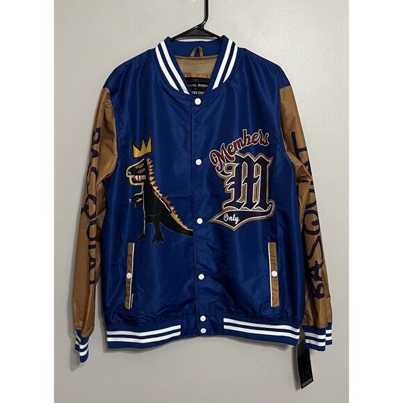 NWT Members Only Men's Large Jean-Michel Basquiat Blue Windbreaker Jacket - Picture 2 of 6